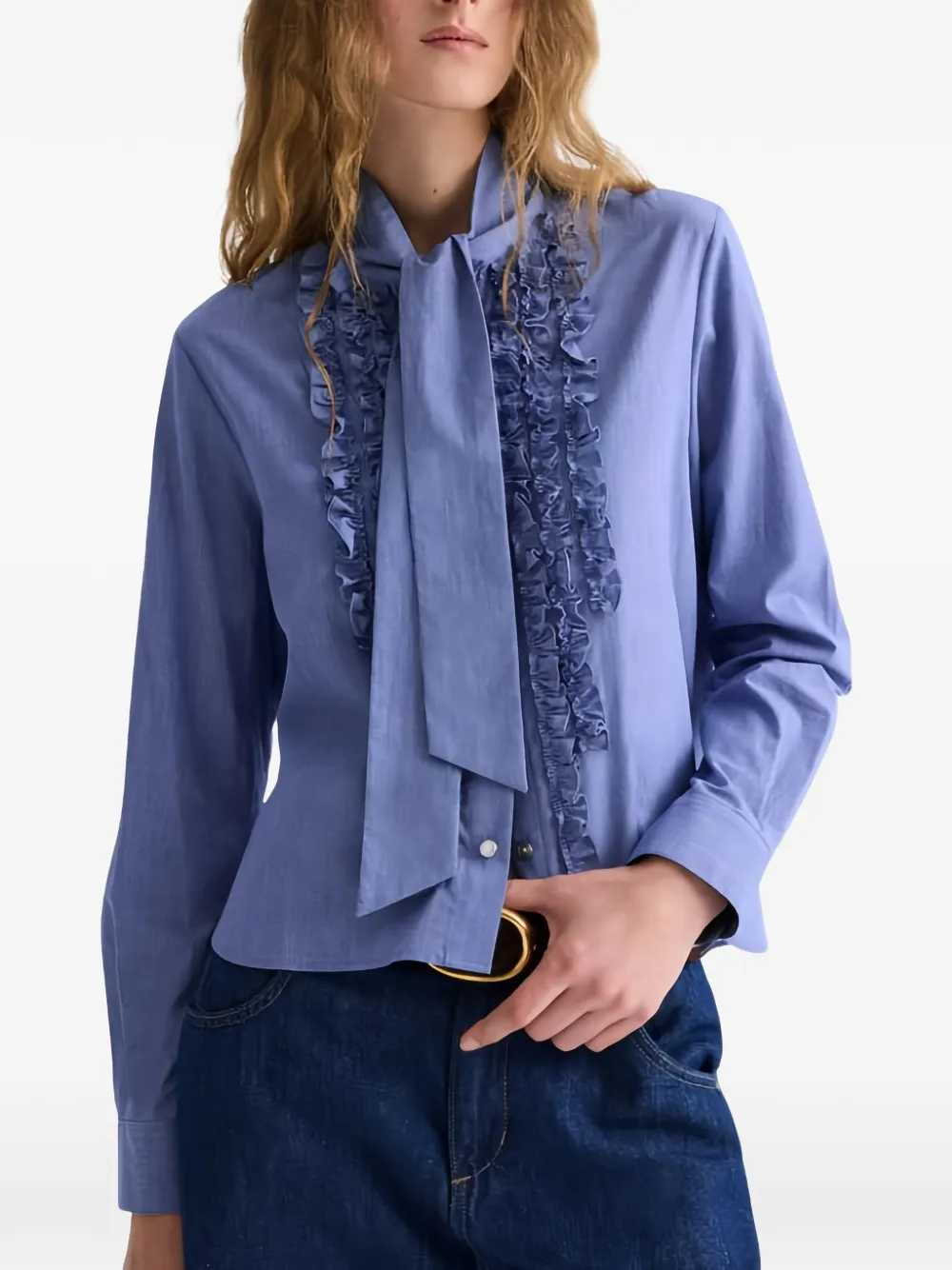 TWP Camicia Connor con ruches - Blu