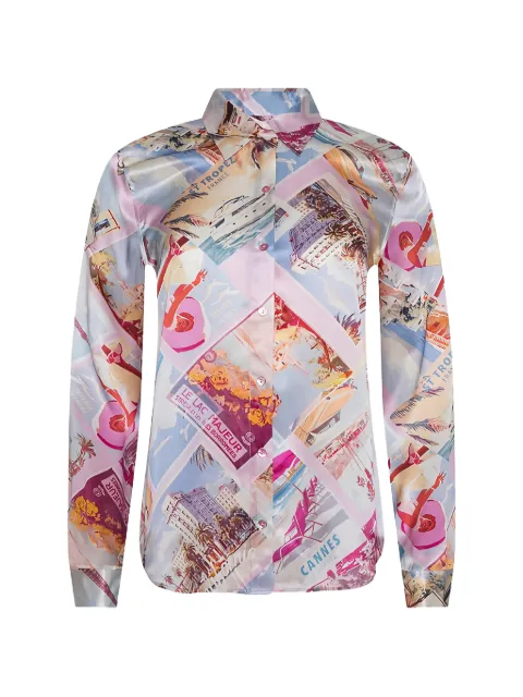 L'Agence blouse Tyler en soie à imprimé carte postale