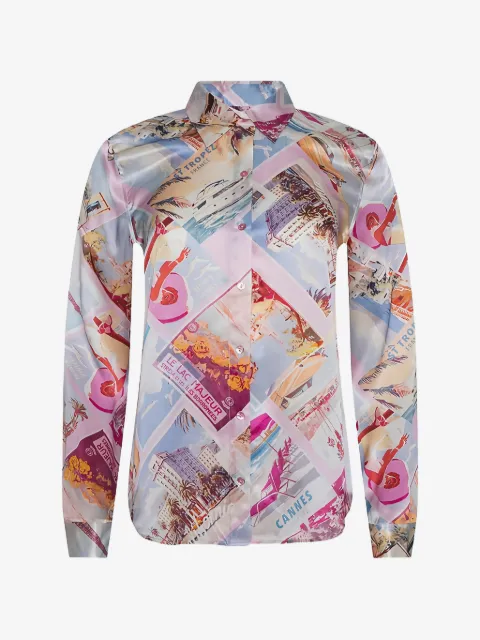 L'Agence blouse Tyler en soie à imprimé carte postale