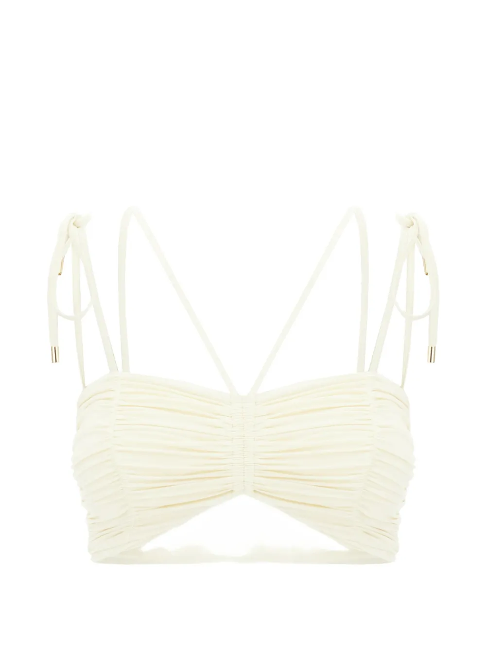 Maison Anami ruched-detail tie-fastening bikini top - Toni neutri