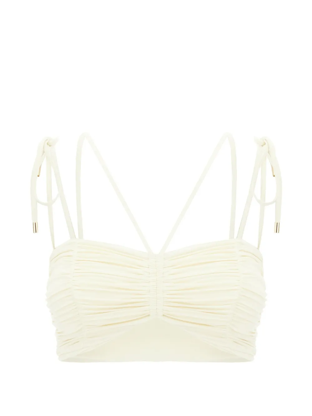 Maison Anami ruched-detail tie-fastening bikini top - Toni neutri