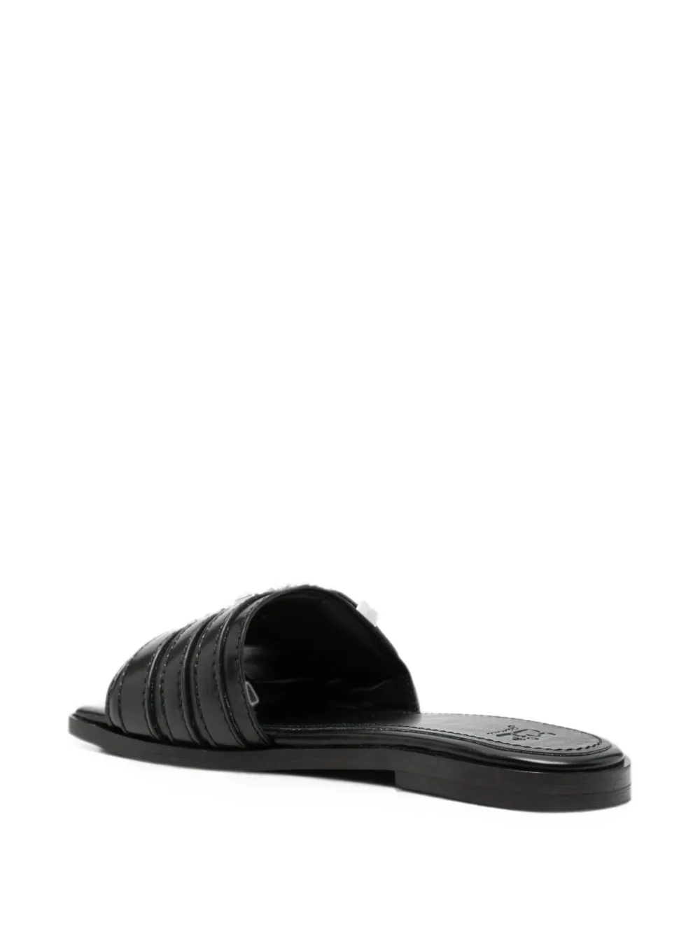 GANNI buckle-detail leather slides Zwart