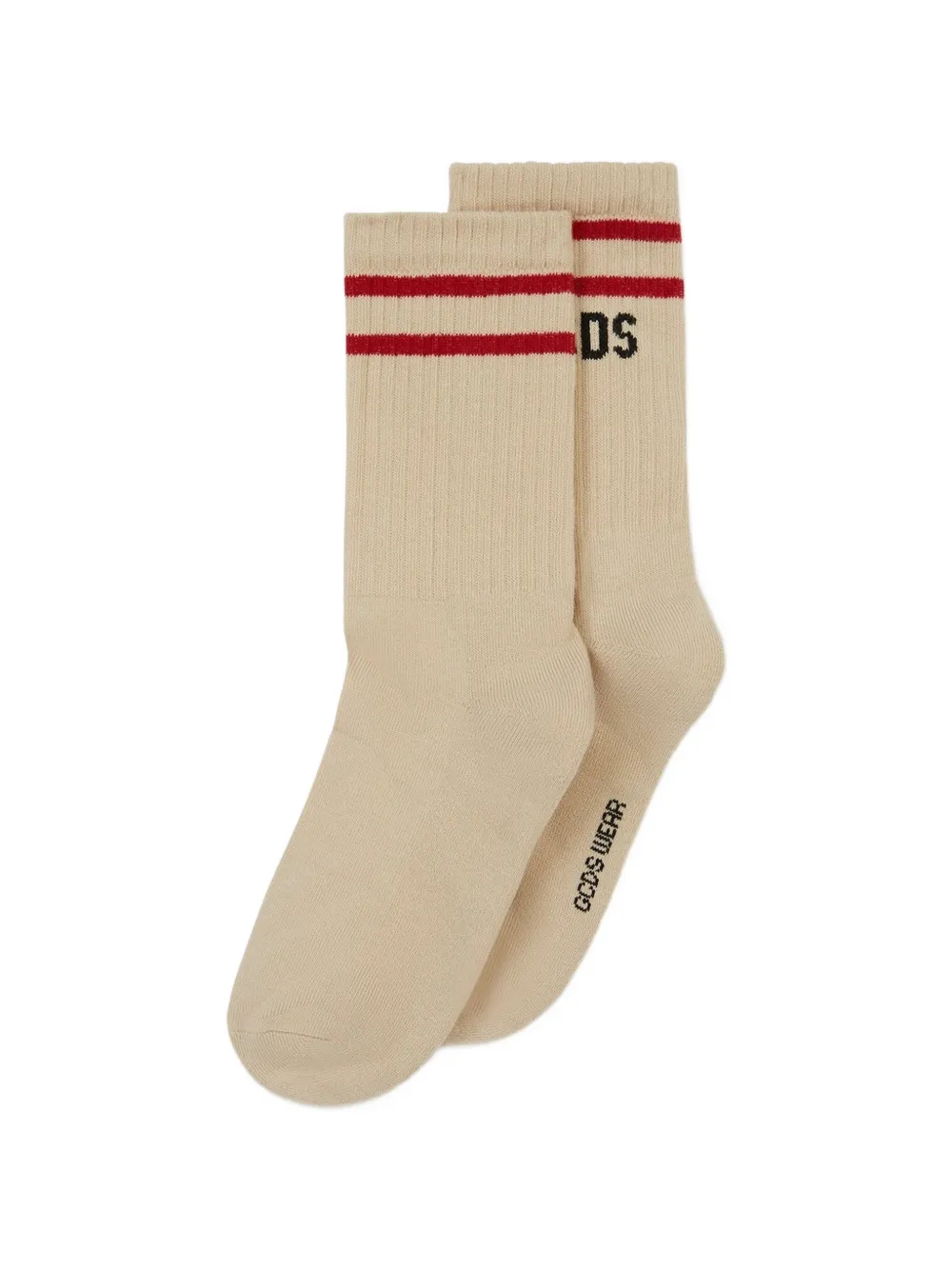 GCDS Gestreepte sokken met logoband Beige