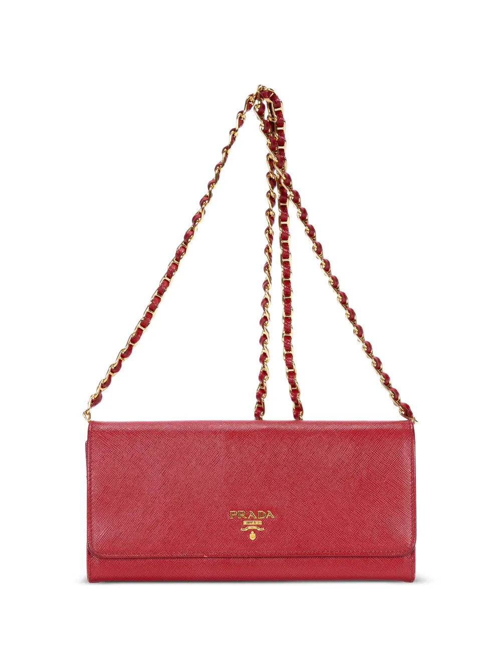 Prada Pre-Owned Saffiano leather wallet on chain - Rosso