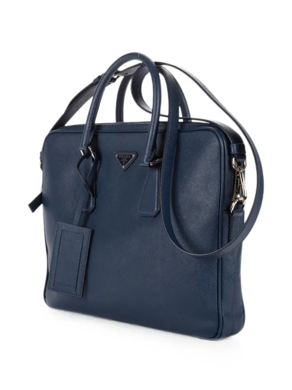 Prada Pre-Owned サフィアーノレザー ビジネスバッグ | ブルー