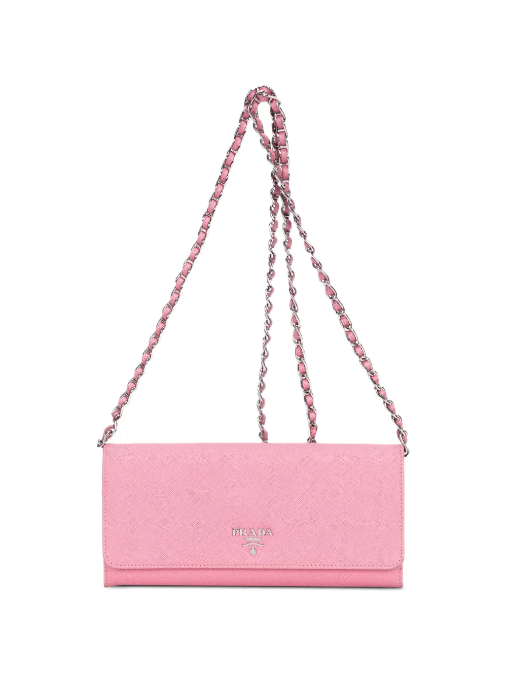 Prada Pre-Owned Saffiano-leather flap chain-strap wallet - Rosa