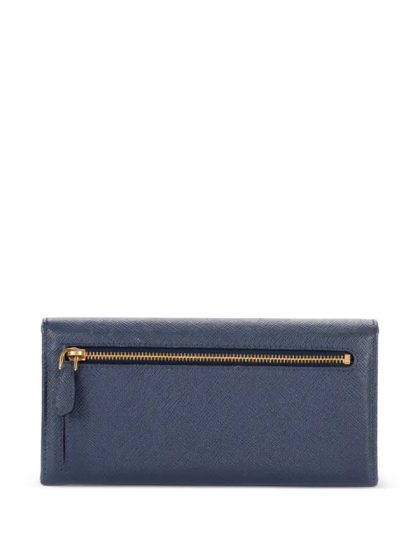 PRADA サフィアーノレザー 長財布 ライトブルー Prada Pre-Owned Saffiano フラップ長財布 | ブルー | FARFETCH JP