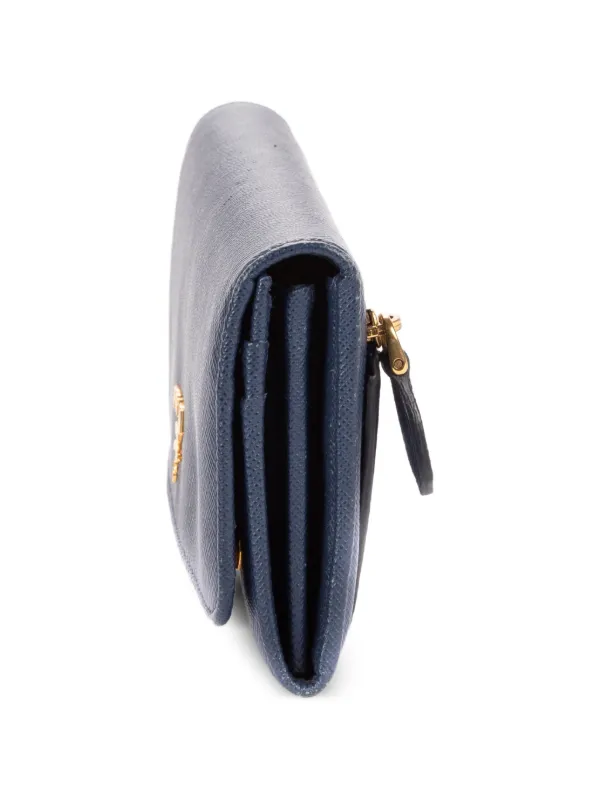 Prada Pre-Owned Saffiano フラップ長財布 | ブルー | FARFETCH JP
