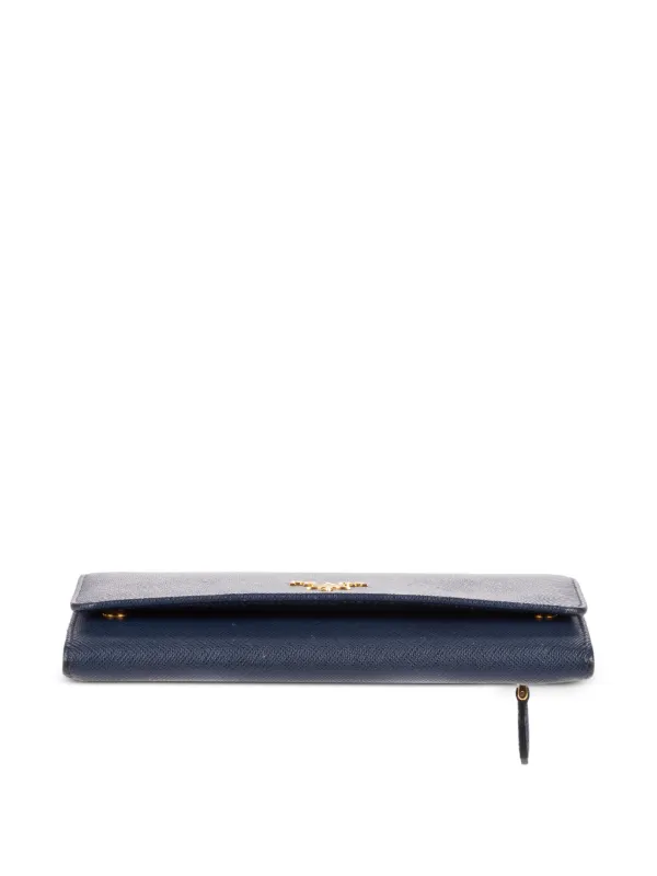 PRADA プラダ　サフィアーノ　フラップ　長財布　美品　0405-③ Prada Pre-Owned Saffiano フラップ長財布 | ブルー | FARFETCH JP