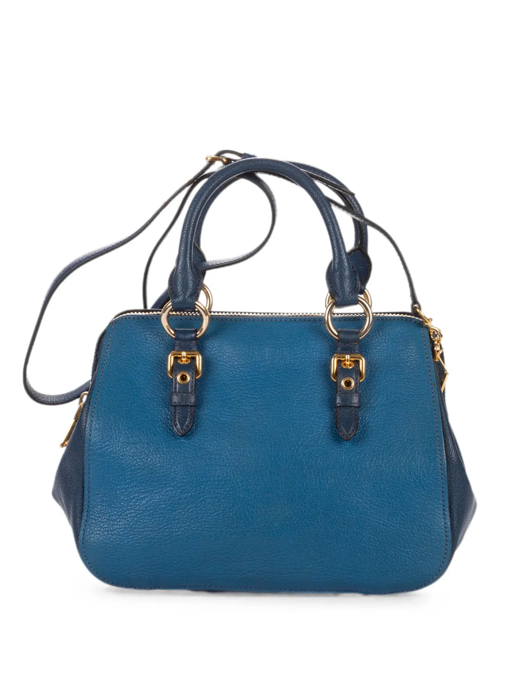 Miu Miu Pre-Owned Madras buckled-handles tote bag - Blu
