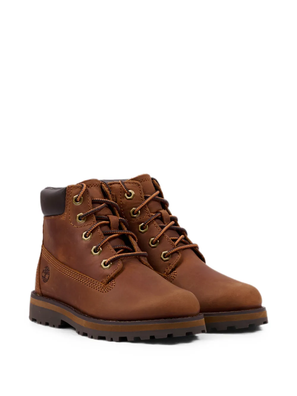 Timberland Kids logo-debossed leather boots Bruin