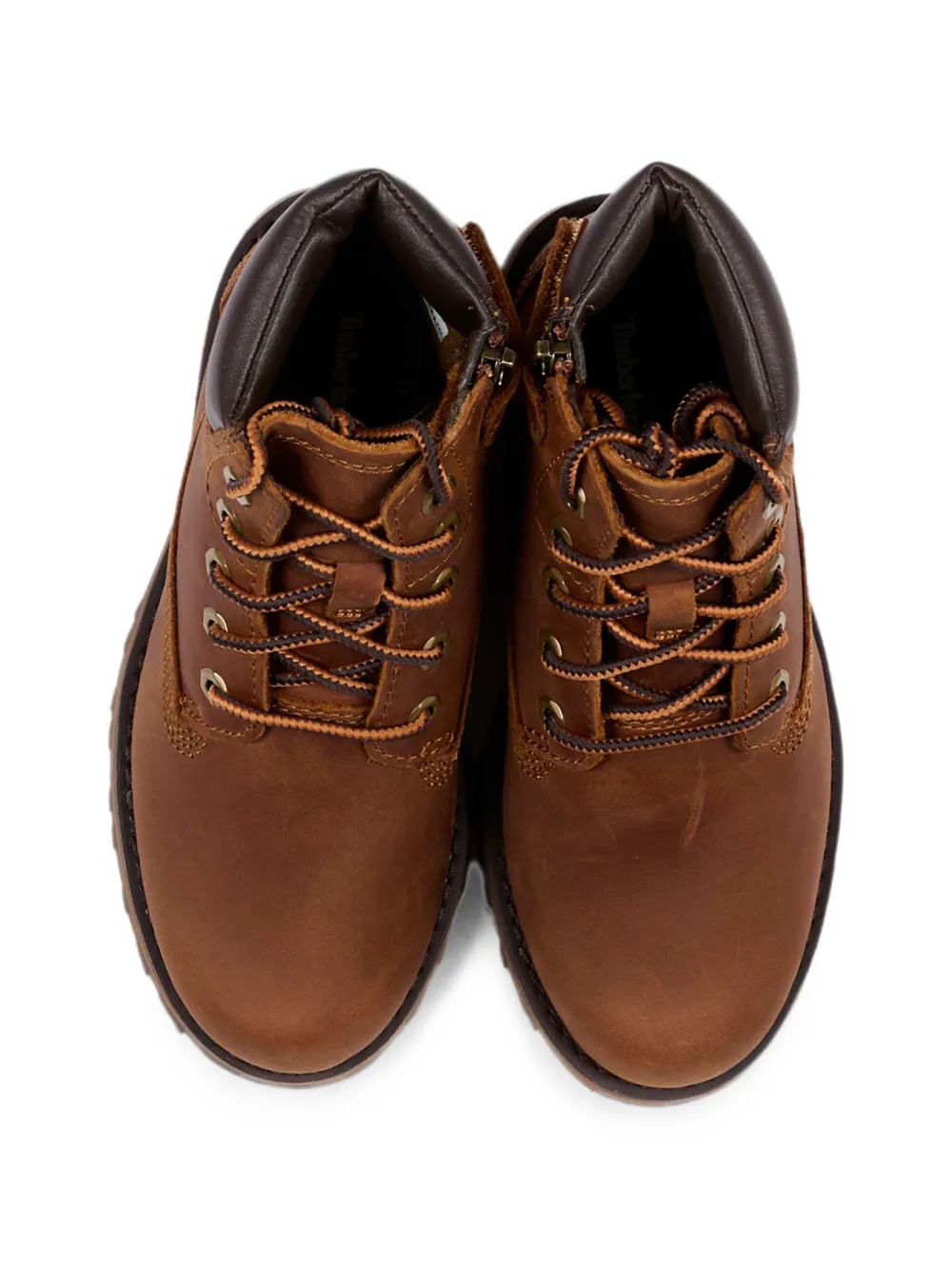 Timberland Kids logo-debossed leather boots Bruin