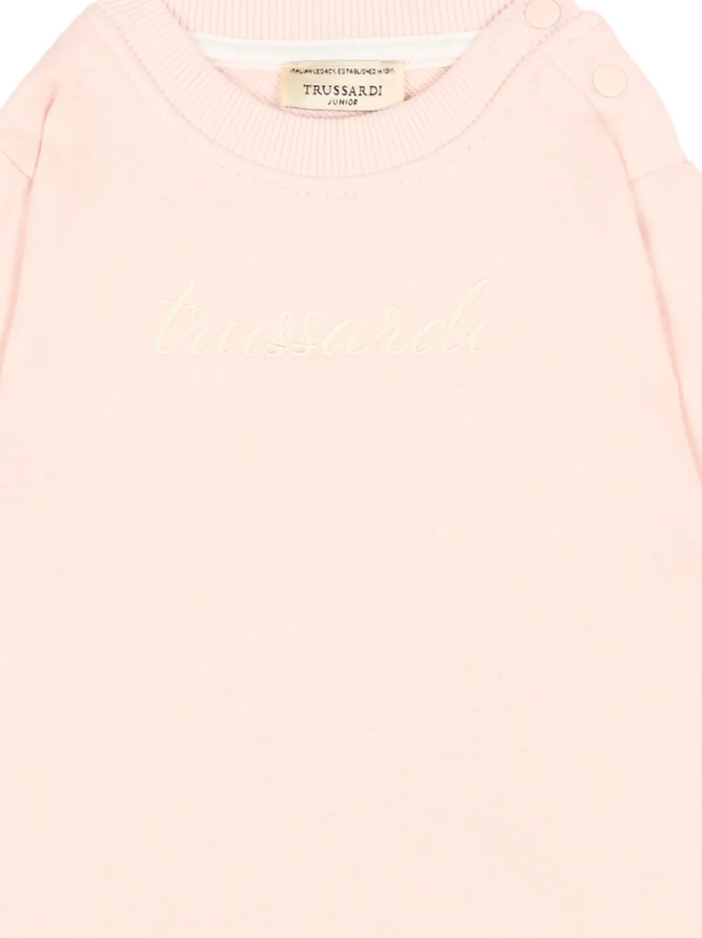 TRUSSARDI JUNIOR Hoodie met geborduurd logo en schouderknoop Roze
