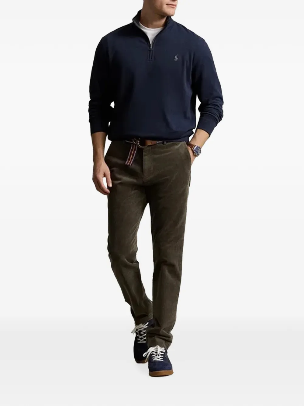 Polo Ralph Lauren Gebreid poloshirt met kwart rits Blauw