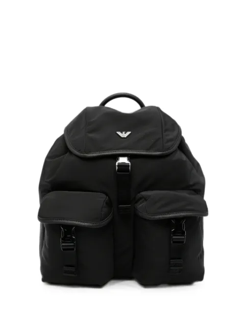 Emporio Armani logo-plaque buckled backpack