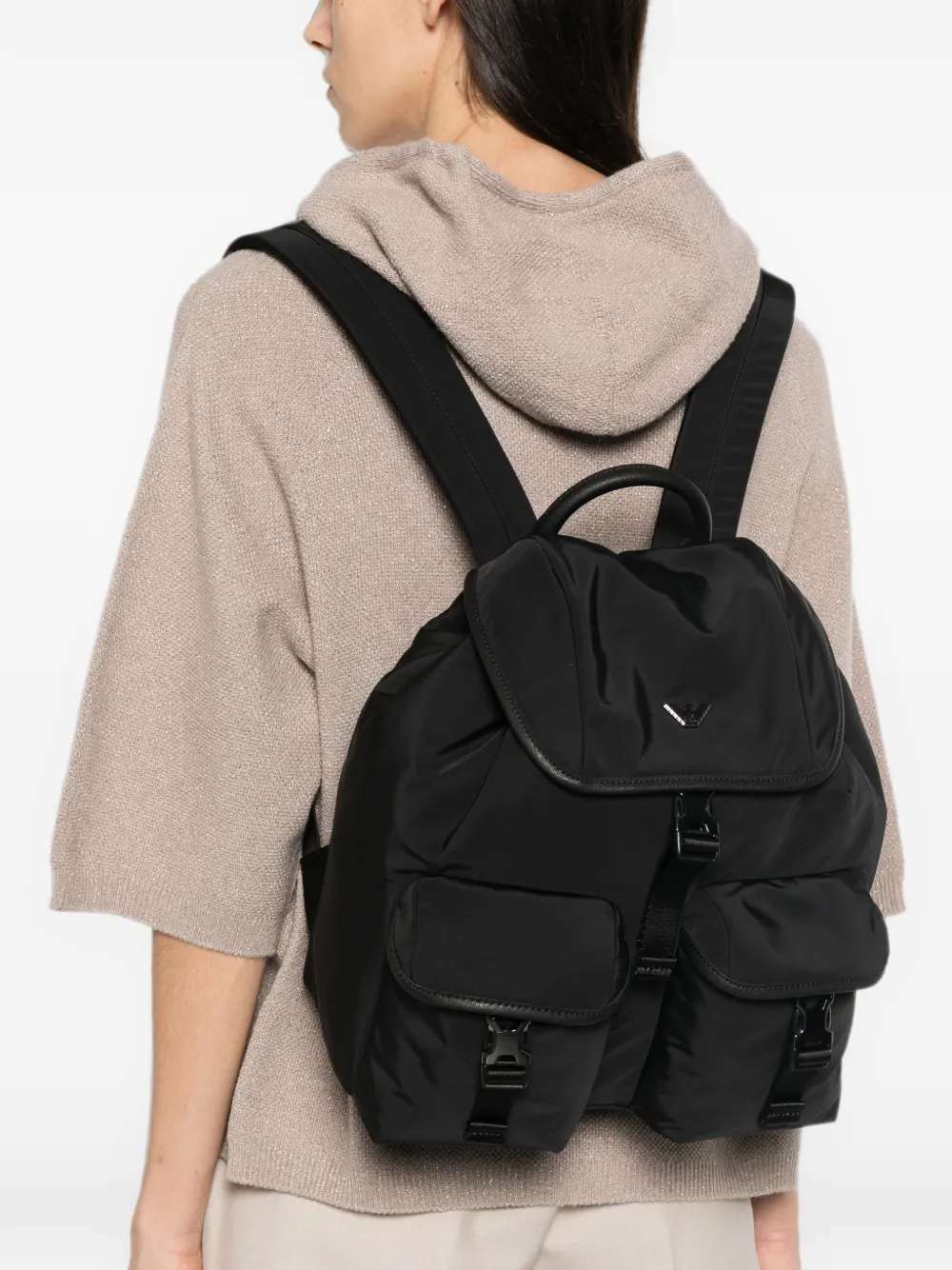Emporio Armani Rugzak met logoplakkaat Zwart