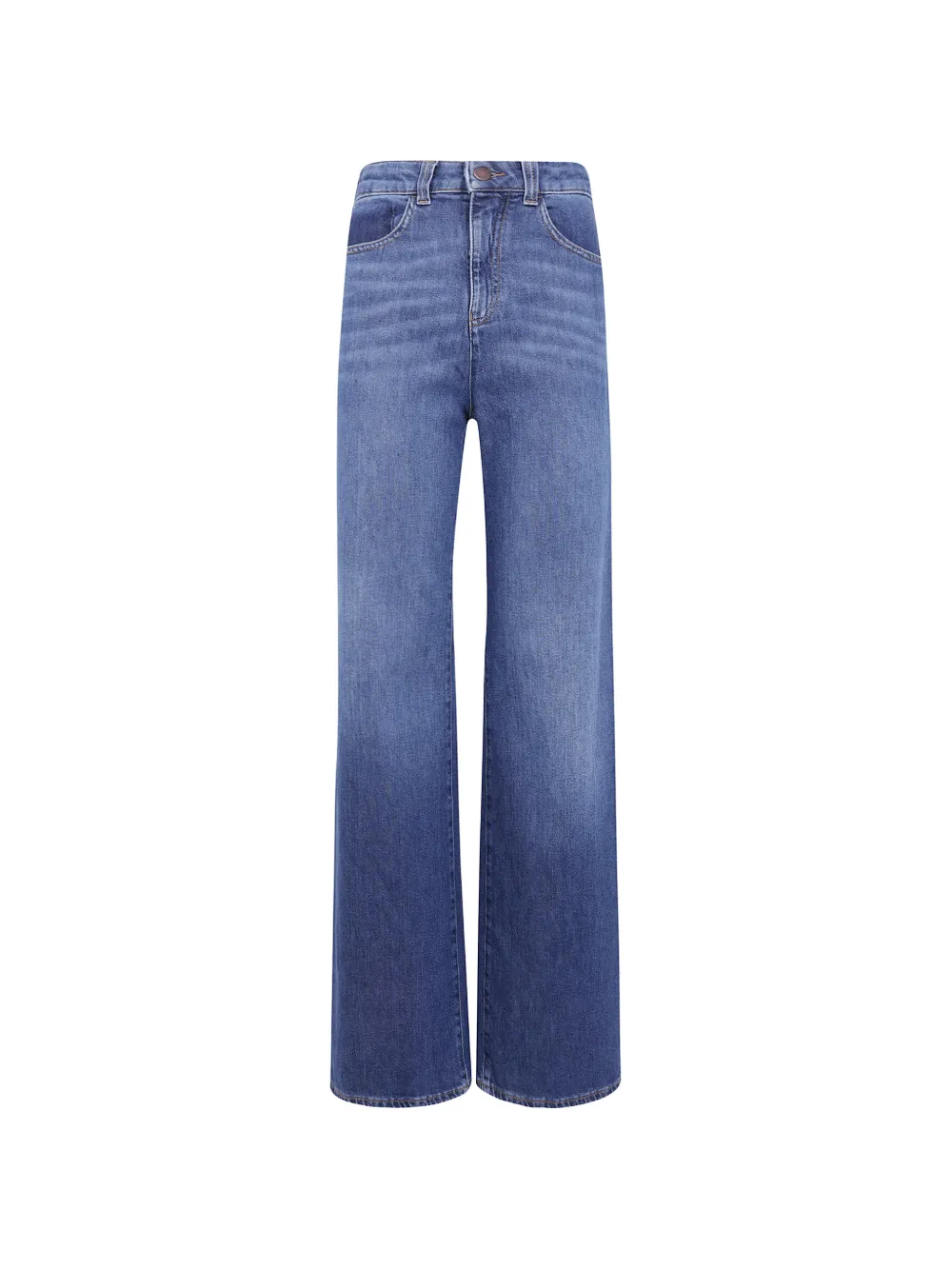 Emporio Armani 5-pocket pants high-waisted wide-leg denim with a used look - Blau