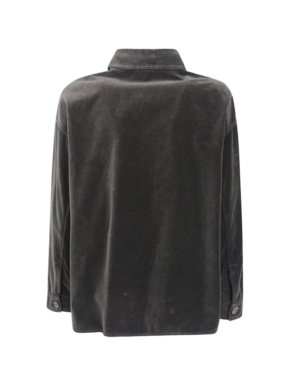 ASPESI button-fastening velvet shirt jacket Groen