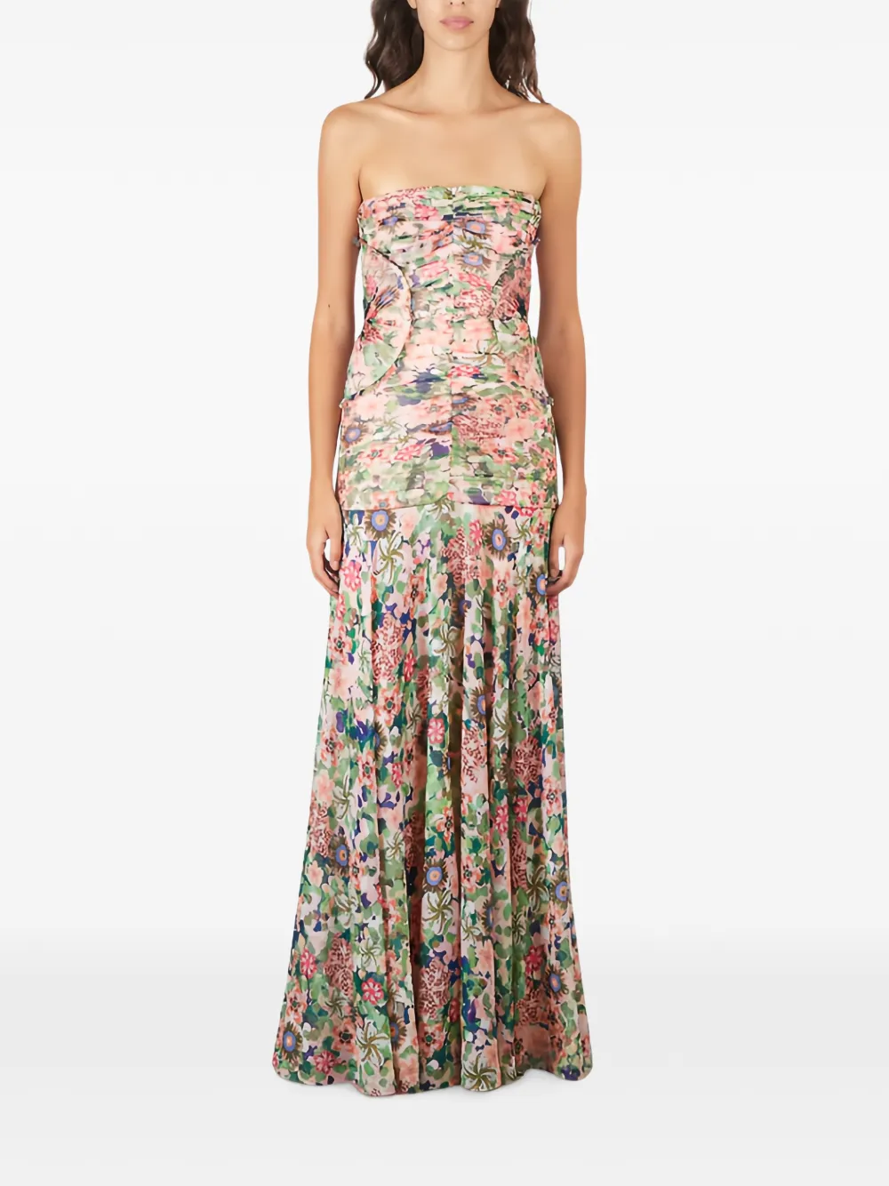 Saloni Schulterfreies Kristie Maxikleid mit Blumenprint - Rosa