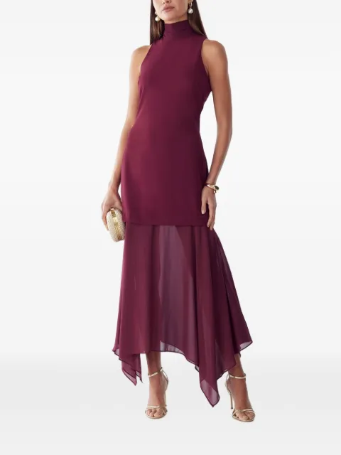ST MRLO Oro high-neck handkerchief-hem midi dress