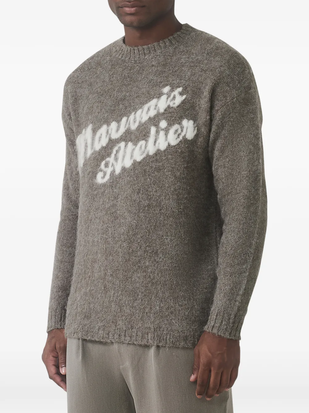 MAUVAIS logo-intarsia brushed-knit sweater - Grigio