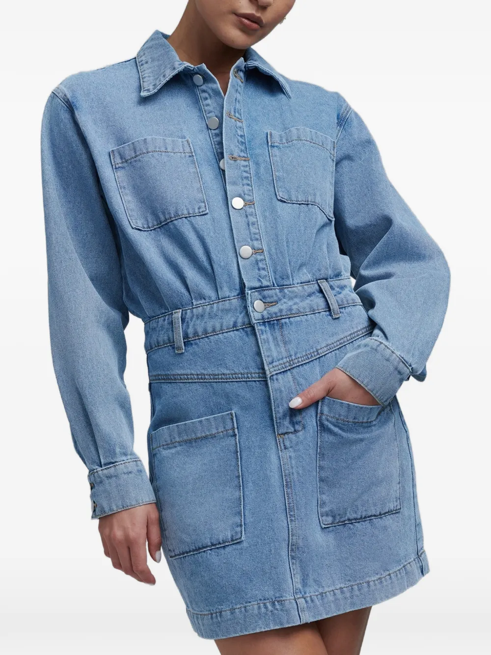 BWLDR Cannes button-up denim mini dress