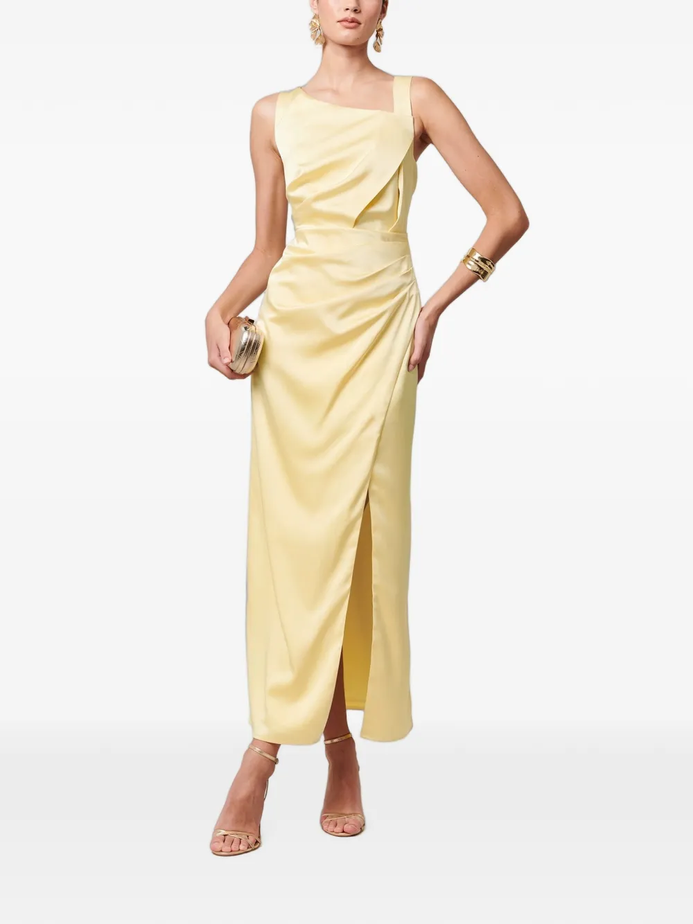 SÁVEL ruched-satin midi dress