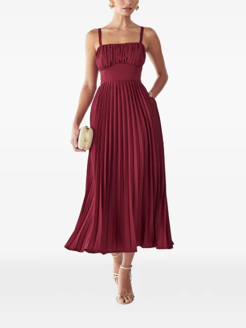 WILLA Lucie pleated square-neck midi dress