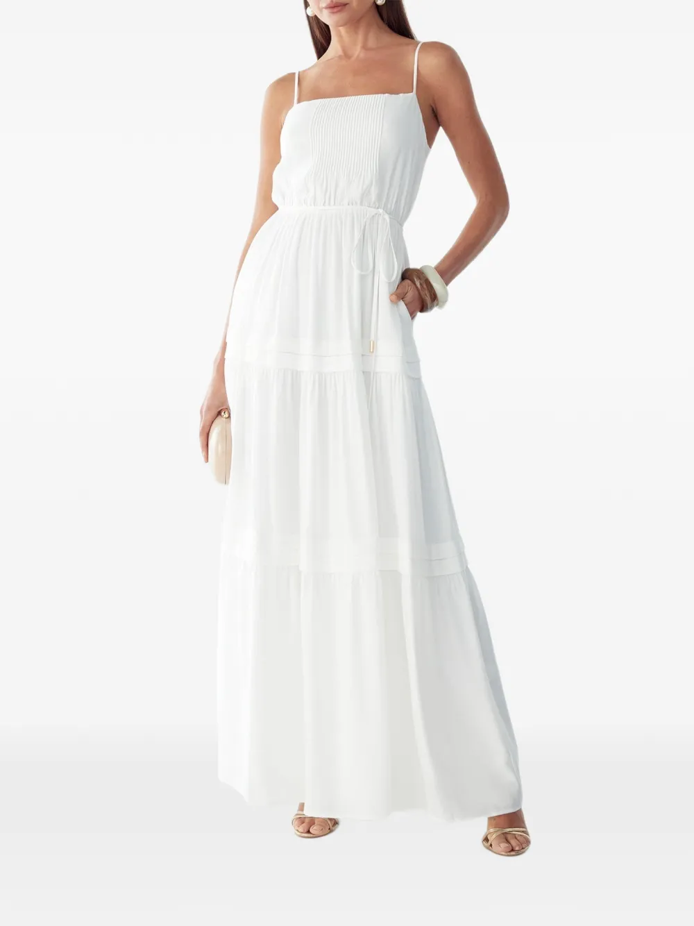ST MRLO pleated tiered maxi dress - Weiß