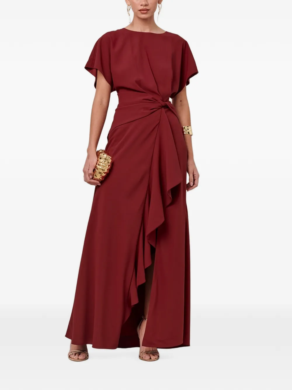 SÁVEL knot-detail ruffled maxi dress