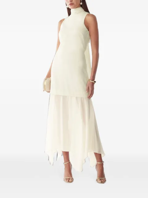 ST MRLO high-neck handkerchief-hem maxi dress