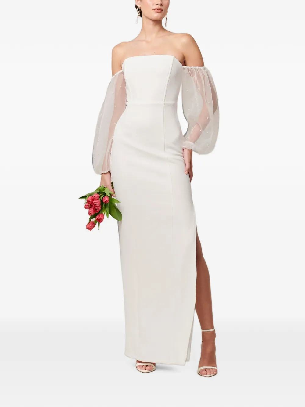 BWLDR pearl-embellishment maxi dress - Weiß