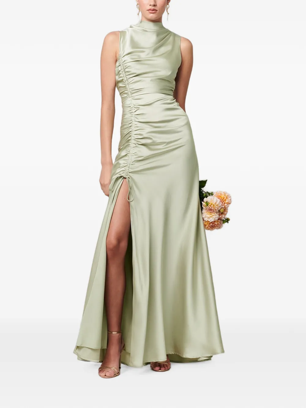 SÁVEL ruched side-slit maxi dress