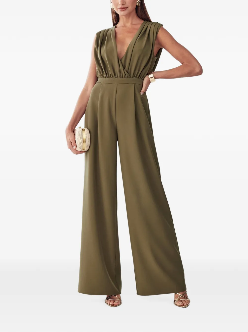 BWLDR pleated sleeveless jumpsuit - Verde