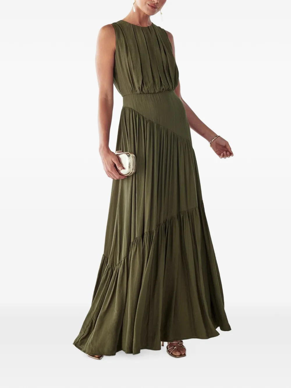 BWLDR pleated tiered maxi dress
