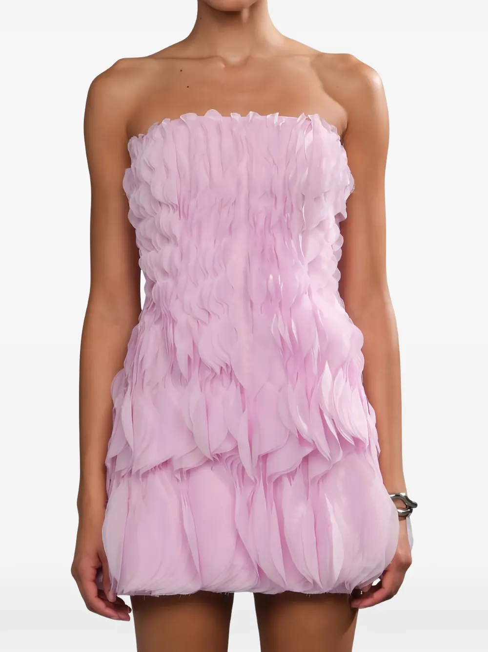 Amur Schulterfreies Christine Minikleid mit Rüschen - Rosa