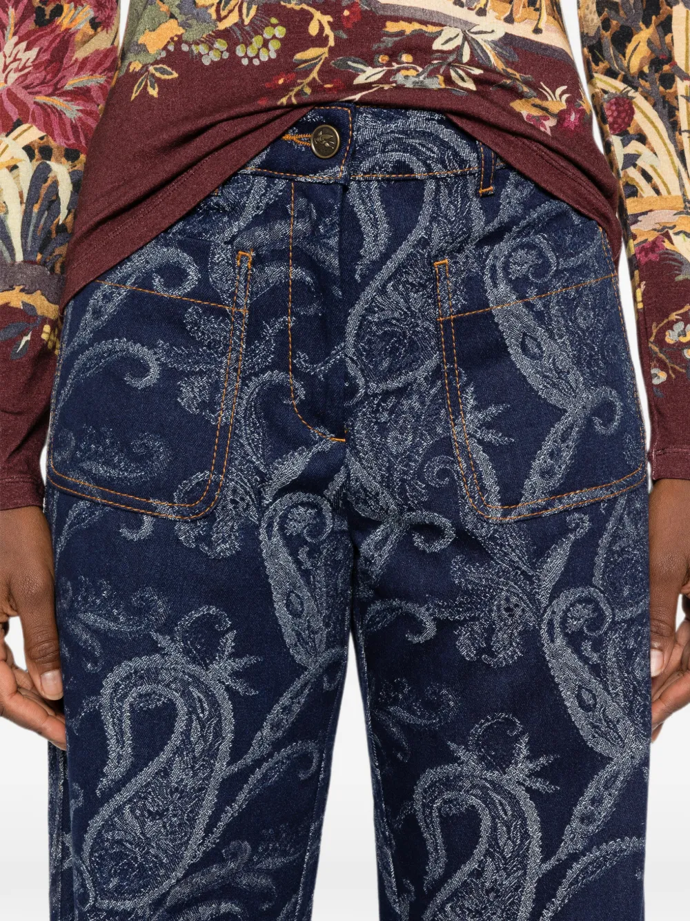 ETRO Jeans met paisley-print Blauw