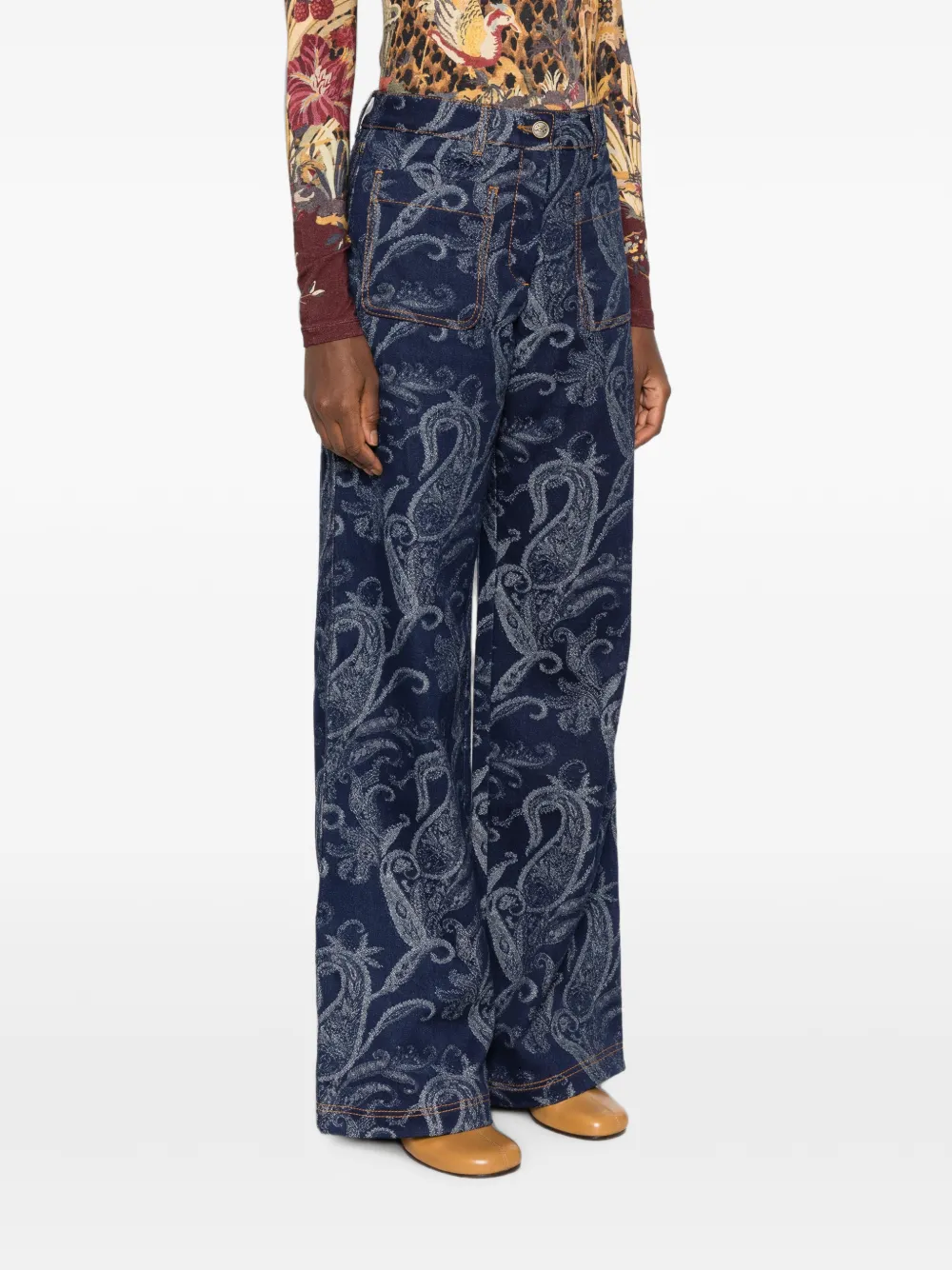 ETRO Jeans met paisley-print Blauw