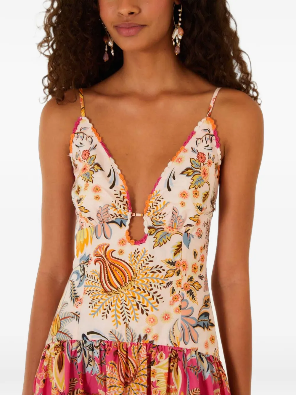 FARM Rio Midi-jurk met bloemenprint Roze
