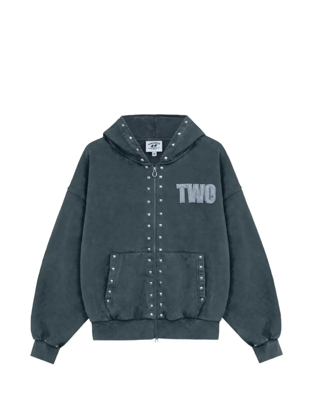 TWOJEYS studded zip-up hoodie - Grigio