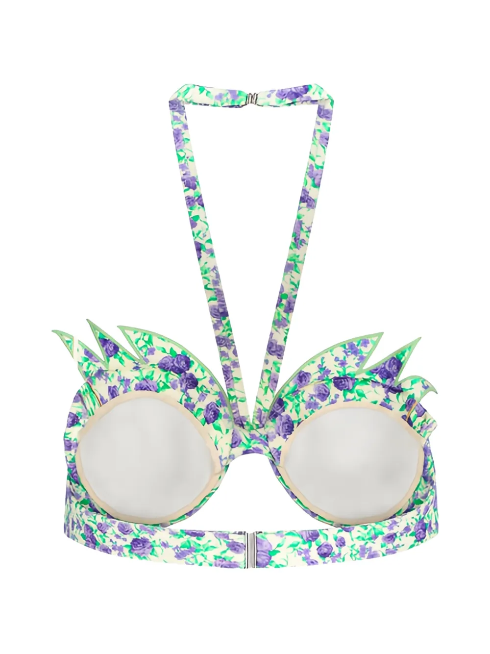 Rabanne Floral-print Halterneck Bralette Top In Green