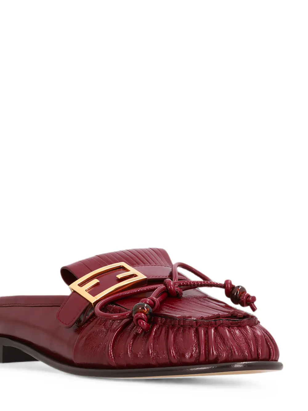 FENDI fringe buckle-detail mules Rood