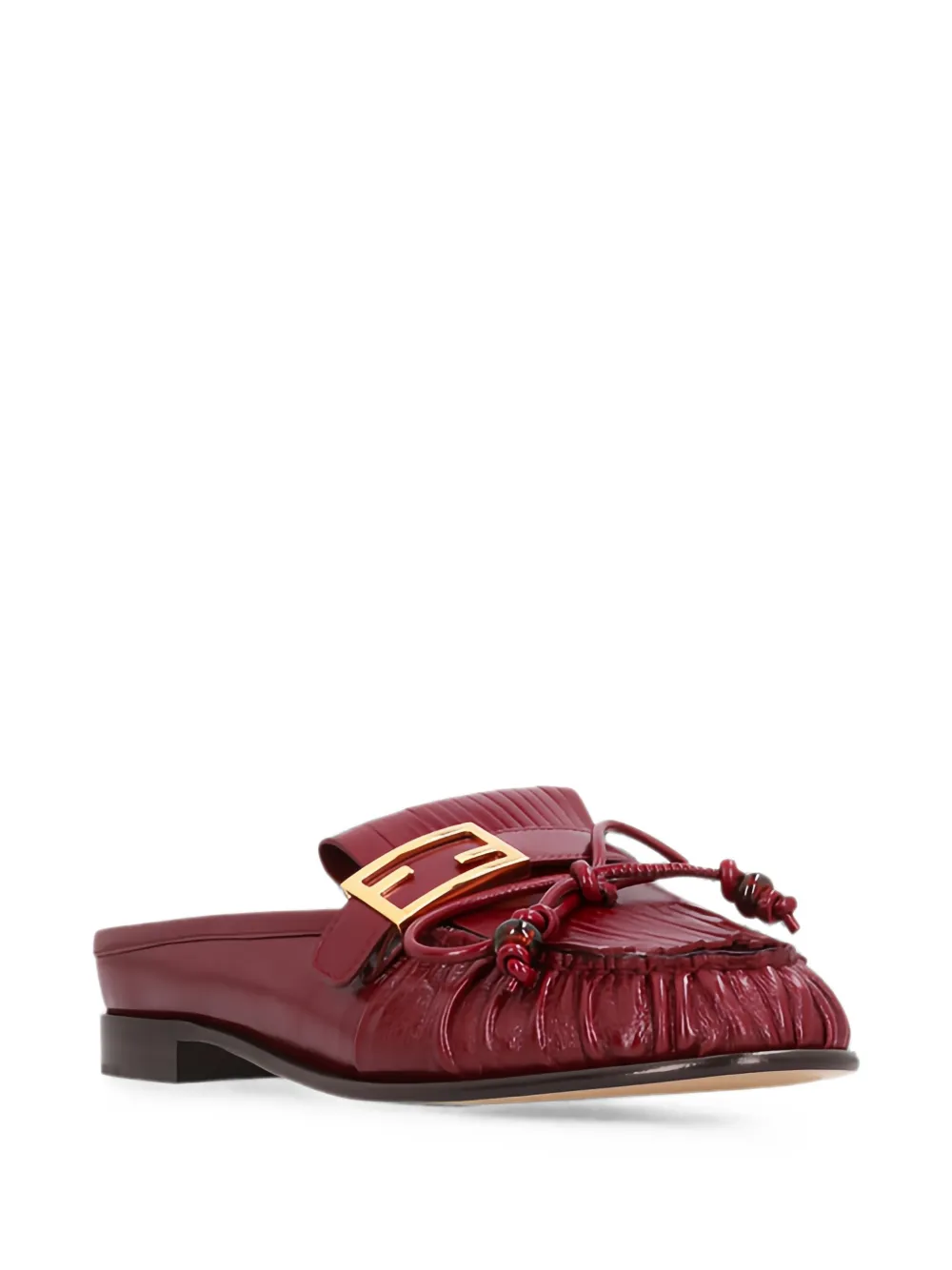 FENDI fringe buckle-detail mules Rood