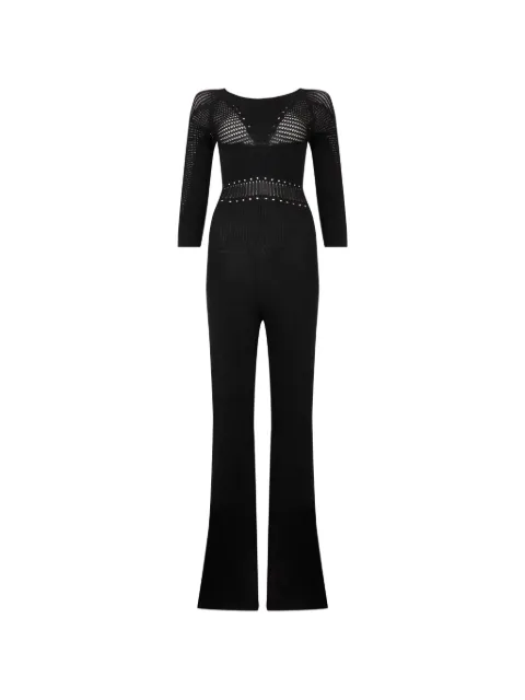 Alberta Ferretti pointelle-knit flared jumpsuit