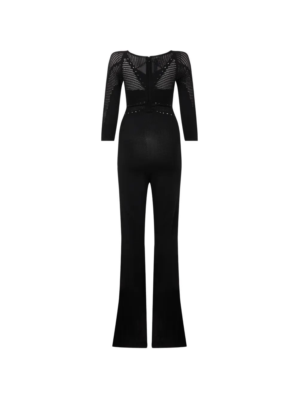 Alberta Ferretti Pointelle gebreide flared jumpsuit Zwart