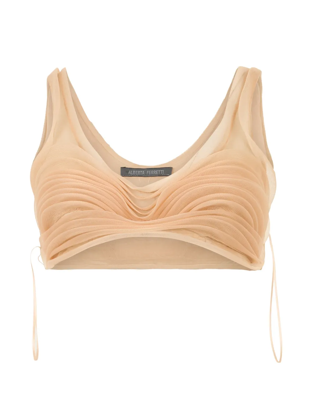 Alberta Ferretti gathered silk top - Toni neutri