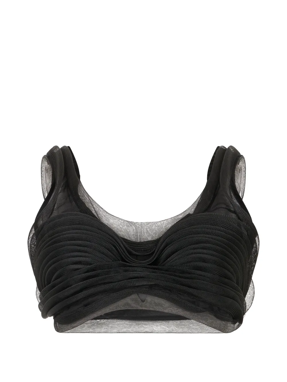 Alberta Ferretti Gathered Silk Top In Black