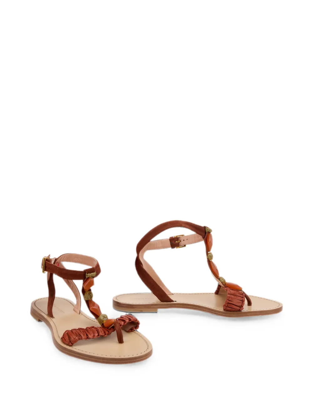 Alberta Ferretti embellished woven sandals Bruin