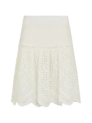 ERMANNO SCERVINO ホワイト　フリル× レース　スカート Ermanno Scervino フローラルレース ミニスカート | ホワイト