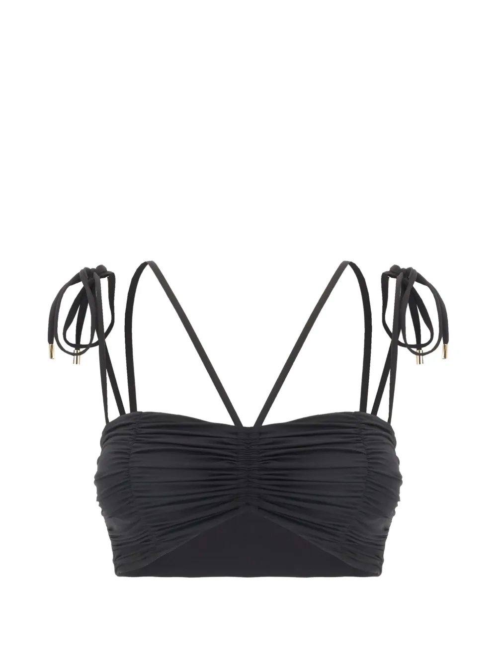 Maison Anami ruched tie-strap bikini top - Nero